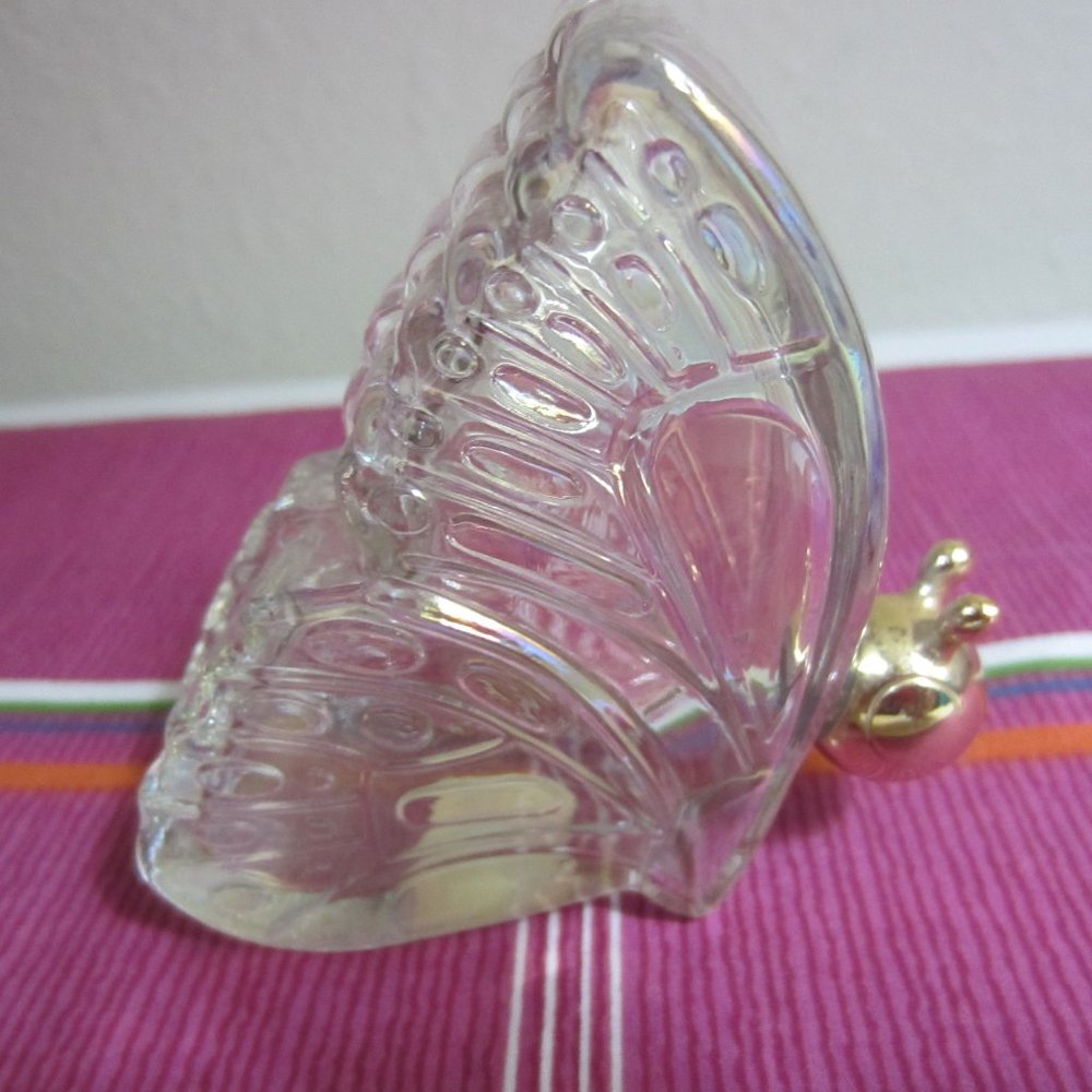 VINTAGE EMPTY COLECTIABLE-GLASS AVON -3-INCH-TALL BUTTERFLY